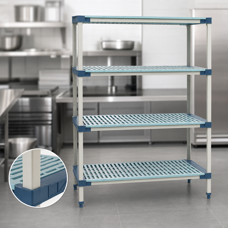 Product image #3 for MetroMax 4 4-Shelf All-Polymer Stationary Starter Shelving Unit, 42"W x 21"D x 63"H