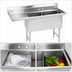 Thumbnail image #3 for Advance Tabco 2-Compartment Fabricated Sink with 24-Inch Left Drainboard, 18 x 24 x 14-Inch Bowls, 16 Gauge 304 Stainless Steel