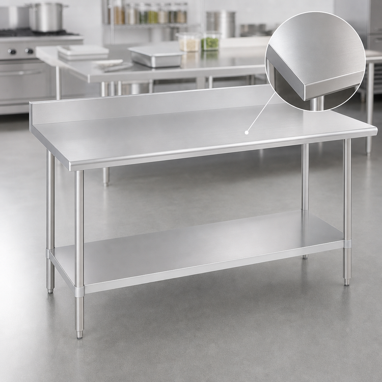 Product image #3 for Duke 108-Inch x 30-Inch Stainless Steel Work Table with 5-Inch Riser and Undershelf