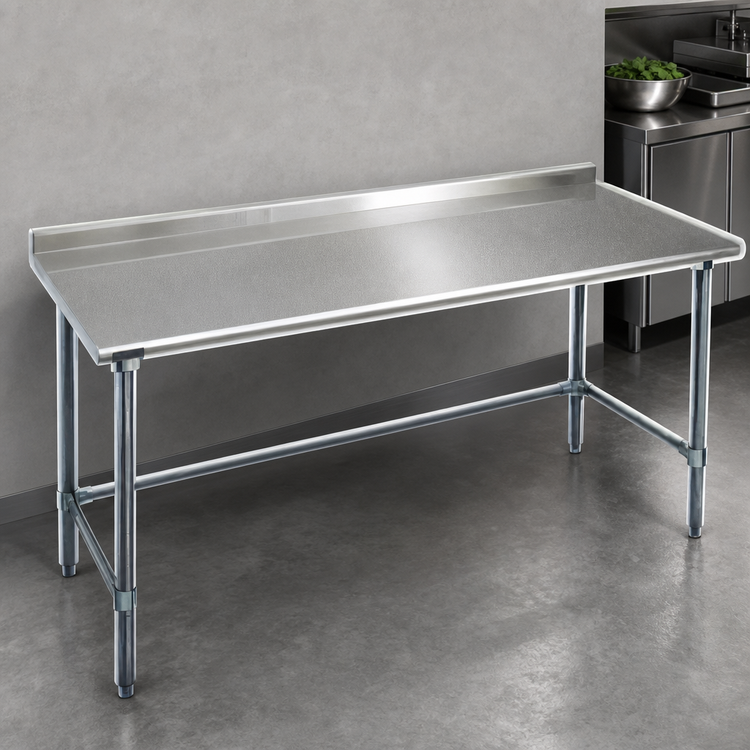 Product image #3 for Deluxe Series 16-Gauge Stainless Steel Work Table with Rear Up-Turn and Galvanized Base, 144 x 36 Inches