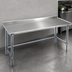Thumbnail image #3 for Deluxe Series 16-Gauge Stainless Steel Work Table with Rear Up-Turn and Galvanized Base, 144 x 36 Inches