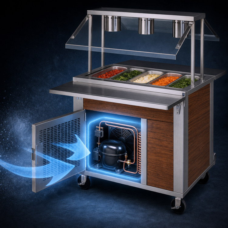 Product image #3 for DineXpress DXP5CM 5-Well Full-Size Mechanically Cooled Mobile Cold Food Unit