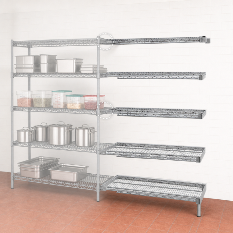 Product image #3 for Eagle Valu-Master 5-Tier Add-On Wire Shelving Unit, 60 Inch W x 24 Inch D x 86 Inch H, Pewter Gray Epoxy