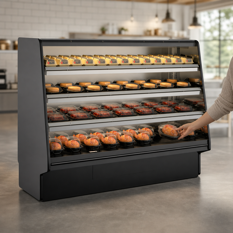 Product image #3 for Structural Concepts Fusion® Self-Serve Open Front Hot Deli Merchandiser with 3 Heated Shelves