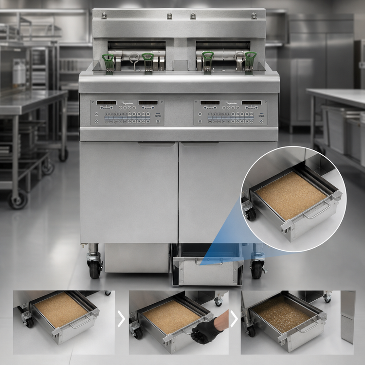 Product image #3 for Frymaster OCF30 Electric Oil-Conserving Open-Pot Fryer Battery, 2 x 30 lb Tanks, Built-In Filtration