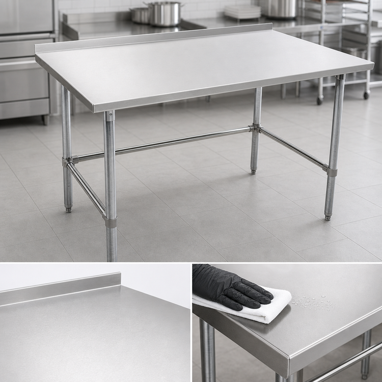 Product image #3 for John Boos Stallion 72-Inch Stainless Steel Top Work Table with 1-1/2-Inch Rear Backsplash and Galvanized Base
