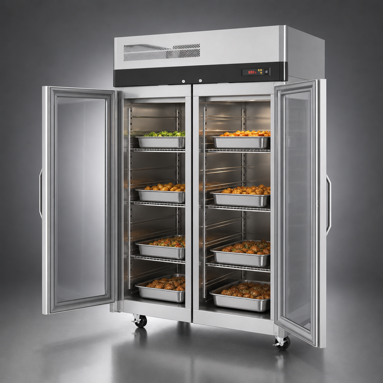 Product image #3 for Turbo Air M3 Series Two-Section Reach-In Heated Holding Cabinet with Glass Doors, 42.9 Cu. Ft., Stainless Steel