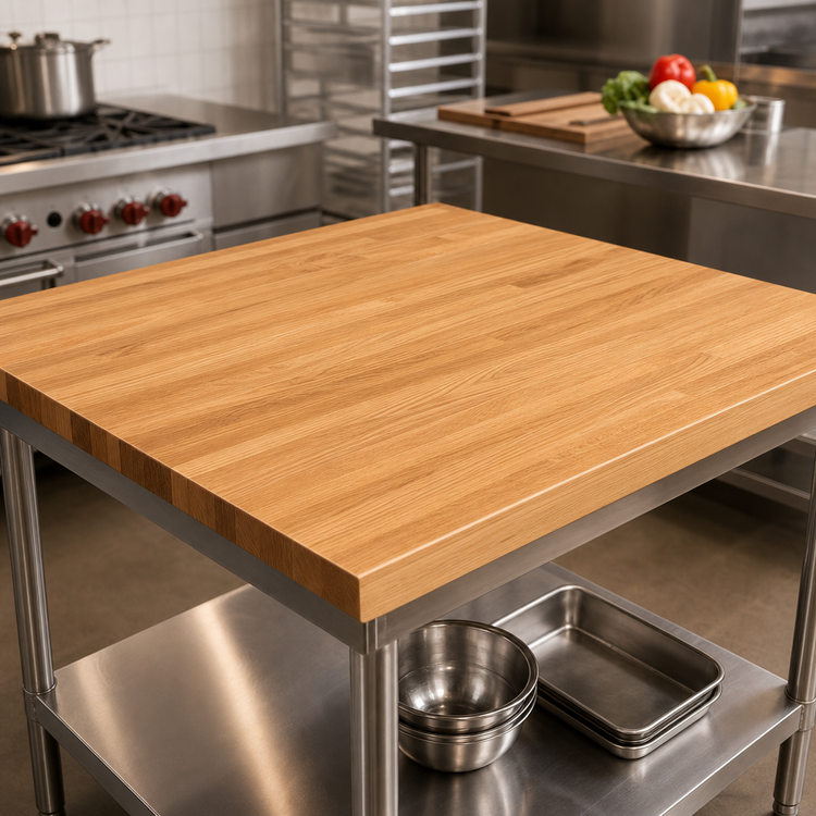 Product image #3 for John Boos Appalachian Red Oak Island Countertop, 48 x 42 x 1-1/2 Inch, Blended Rails, Edge Grain, Oil Finish