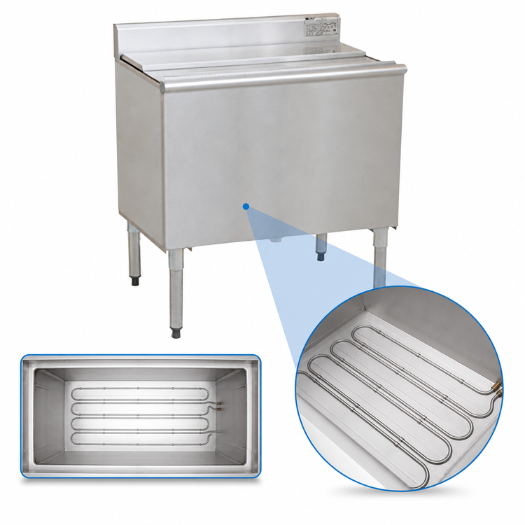 Product image #3 for Eagle Group 1800 Series 42-Inch x 20-Inch Underbar Ice Chest Unit with 16-Inch Deep Bin and Sealed-In 7-Circuit Cold Plate