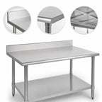 Thumbnail image #3 for Eagle Group BlendPort® BPT-3072EB-BS 72-Inch x 30-Inch Stainless Steel Work Table with 4-1/2-Inch Backsplash and Galvanized Undershelf