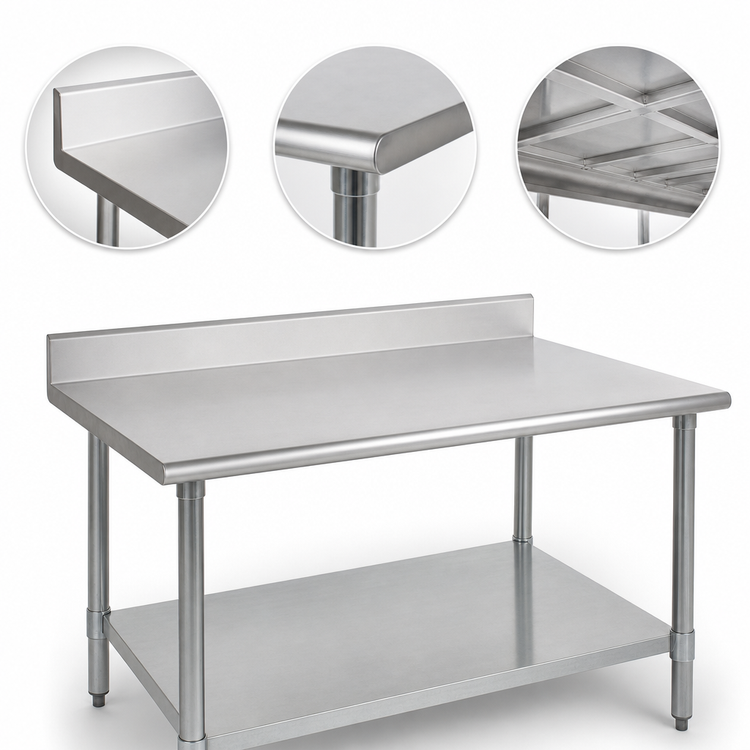 Product image #3 for BlendPort Deluxe Series 72-Inch x 30-Inch Stainless Steel Work Table with 4-1/2-Inch Backsplash and Adjustable Undershelf