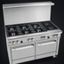 Thumbnail image #3 for Ultimate 48-Inch Gas Restaurant Range with 4 Pyromax Burners, 2 Non-Clog Burners, Convection Oven, and Cabinet Base
