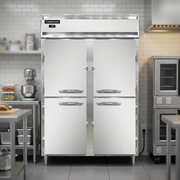 Product image #2 for Continental Refrigerator Designer Line Two-Section Shallow Depth Reach-In Freezer with Half-Height Solid Doors