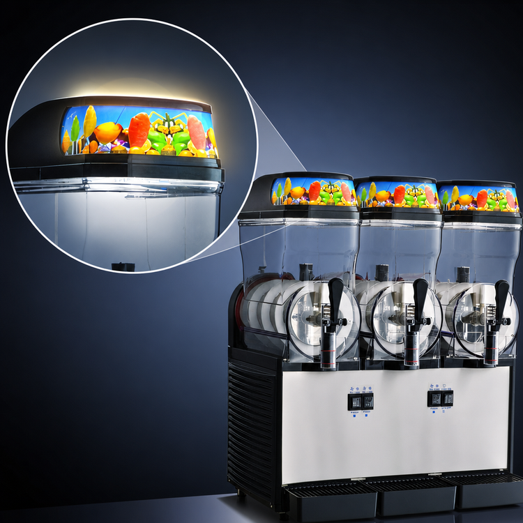Product image #3 for Omega OFS30 Commercial High Performance Triple-Bowl Granita Machine with Lighted Top Panel