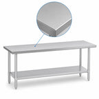 Thumbnail image #3 for Duke Manufacturing 314S-36108 Stainless Steel Cocktail Station Work Table, 108 x 36 x 36 Inches, 14-Gauge 300-Series Top, Undershelf, No Backsplash