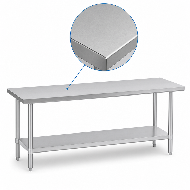 Product image #3 for Duke Stainless Steel Work Table with Undershelf, 108 x 36 Inches, Flat Top