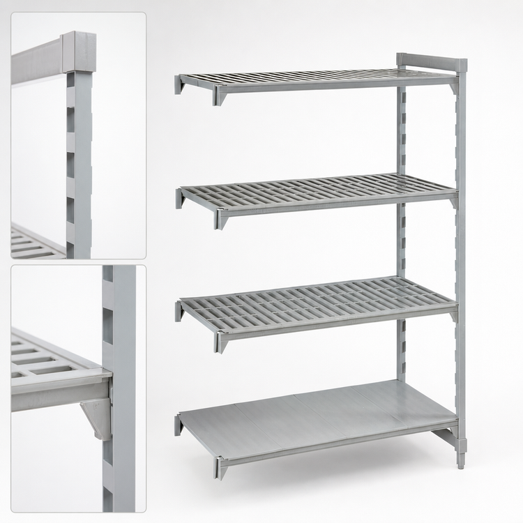 Product image #4 for Cambro Camshelving Premium 30-Inch x 18-Inch x 64-Inch 4-Tier Add-On Polymer Shelving Unit, Vented and Solid