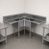 Thumbnail image #3 for John Boos Pro-Bowl 3-Compartment Corner Sink with Dual Drainboards, 58-1/2 x 58-1/2 Inches