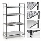 Thumbnail image #3 for Cambro Camshelving® Elements EXU242484VS4480 Stationary Starter Shelving Unit, 24"W x 24"D x 84"H, 4-Shelf, 3 Vented/1 Solid, Gray
