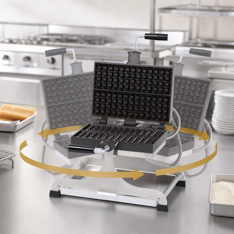 Product image #3 for Krampouz 4 x 13 Liège Swivel Countertop Commercial Waffle Maker