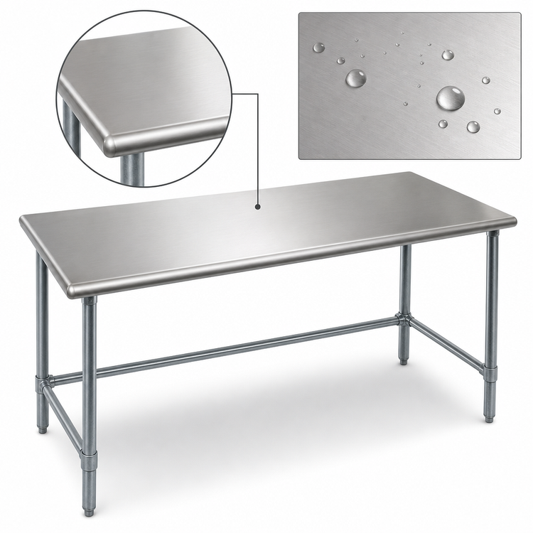 Product image #3 for Eagle Spec-Master 60 Inch x 36 Inch Flat Top Work Table with 304 Stainless Steel Top and Galvanized Tubular Base