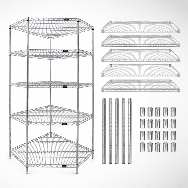 Product image #3 for Quantum 42 Inch x 24 Inch Chrome-Plated 5-Sided Wire Shelving Starter Kit