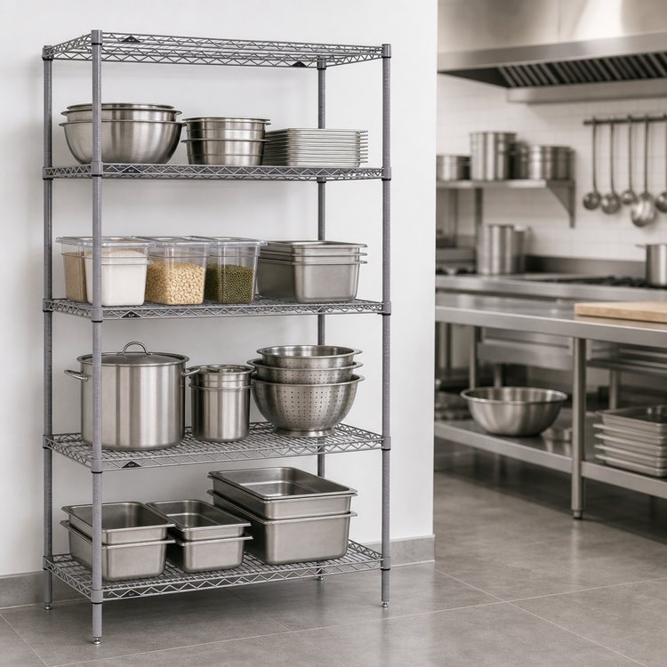 Product image #3 for Metro Super Erecta Stationary Starter Wire Shelving Unit, 60"W x 24"D x 74.5"H, 4 Shelves, Gray Epoxy-Coated Finish