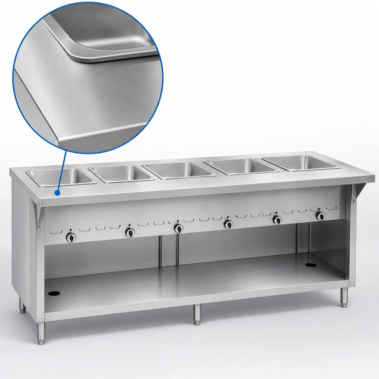Product image #3 for Thurmaduke G-5-CBPG 5-Pan Full-Size Gas Dry Heat Commercial Steam Table