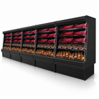 Thumbnail image #3 for Howard-McCray 35E Series R-OM35E-8S-B-LED 99-Inch Black Vertical Open Packaged Meats Merchandiser, 4-Tier Lit Shelves, Remote Refrigeration