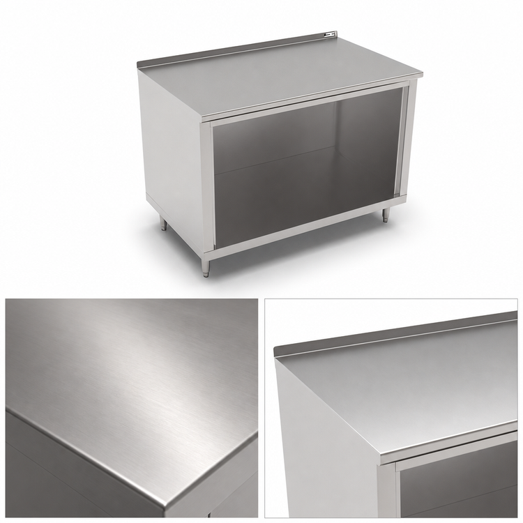 Product image #3 for John Boos Open Front Cabinet Base Stainless Steel Work Table, 36 Inch x 30 Inch, 1-1/2 Inch Rear Riser
