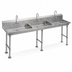 Thumbnail image #3 for John Boos 3-Station Freestanding Hand Wash Sink, 60 x 19-5/8 Inches, 4-Inch O.C. Faucet Holes
