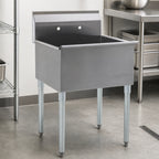 Thumbnail image #3 for Eagle Group 2136-1-16/4 One-Compartment Utility Sink, 37-3/8 in. W x 25 in. D, 16-Gauge 430 Stainless Steel, Galvanized Legs