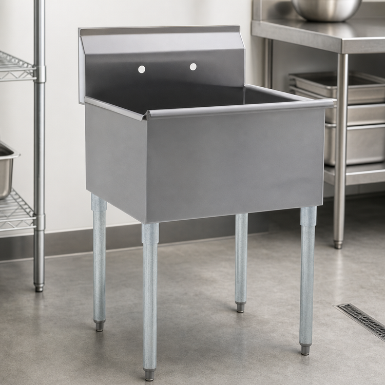 Product image #3 for Eagle Group One-Compartment Utility Sink, 37-3/8 in. W x 25 in. D, 16-Gauge 430 Stainless Steel, Galvanized Legs