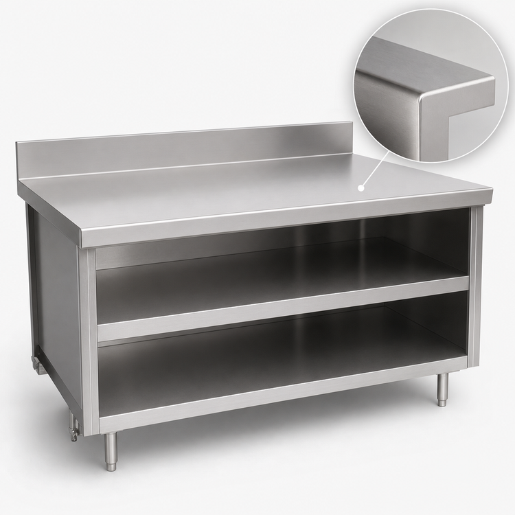 Product image #3 for La Rosa Refrigeration 60 Inch Open Shelf Utility Stand with Backsplash, 28 Inch Deep, 304 Stainless Steel
