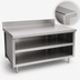 Thumbnail image #3 for La Rosa Refrigeration 60 Inch Open Shelf Utility Stand with Backsplash, 28 Inch Deep, 304 Stainless Steel
