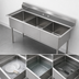 Thumbnail image #3 for Sapphire Manufacturing 3-Compartment Stainless Steel Commercial Sink with Backsplash, 59 x 26-1/2 Inches