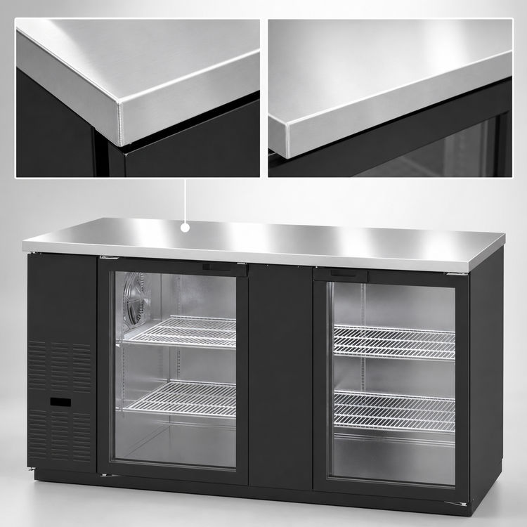 Product image #3 for Hoshizaki BB69-G Two-Section Back Bar Refrigerator with Glass Swing Doors, 69-1/2-Inch