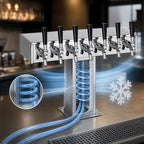 Thumbnail image #3 for Perlick Corporation 4006S10BPC2 10-Faucet Wide Base Tee Draft Beer Tower, Countertop, Extra High, Glycol-Cooled, Polished Chrome