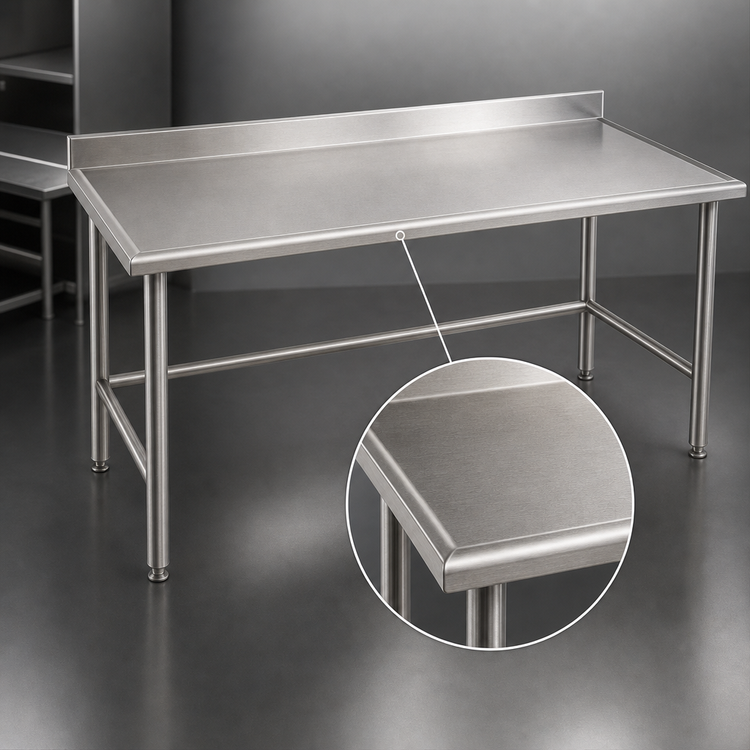 Product image #3 for Spec-Master Marine Series 30" x 30" Stainless Steel Corner Work Table with 4-1/2" Backsplash