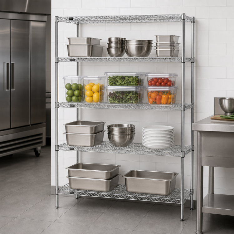 Product image #3 for Eagle Redi-Pak 4-Tier Stationary Wire Shelving Unit, 48W x 18D x 74H, Zinc Finish