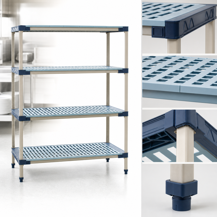 Product image #3 for MetroMax 4 Starter All-Polymer Shelving Unit with 4 Open-Grid Shelves, 30 x 24 x 74 Inches