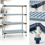 Thumbnail image #3 for Metro MetroMax 4 MF-243074G-S-4 Starter All-Polymer Shelving Unit, 4 Open-Grid Shelves, 30 x 24 x 74 Inches