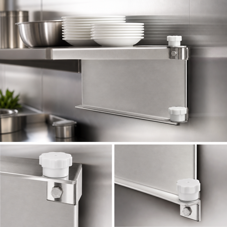 Product image #3 for Eagle Group 24 Inch Stainless Steel Double Knob Foot Bracket for Cantilevered Shelving Systems