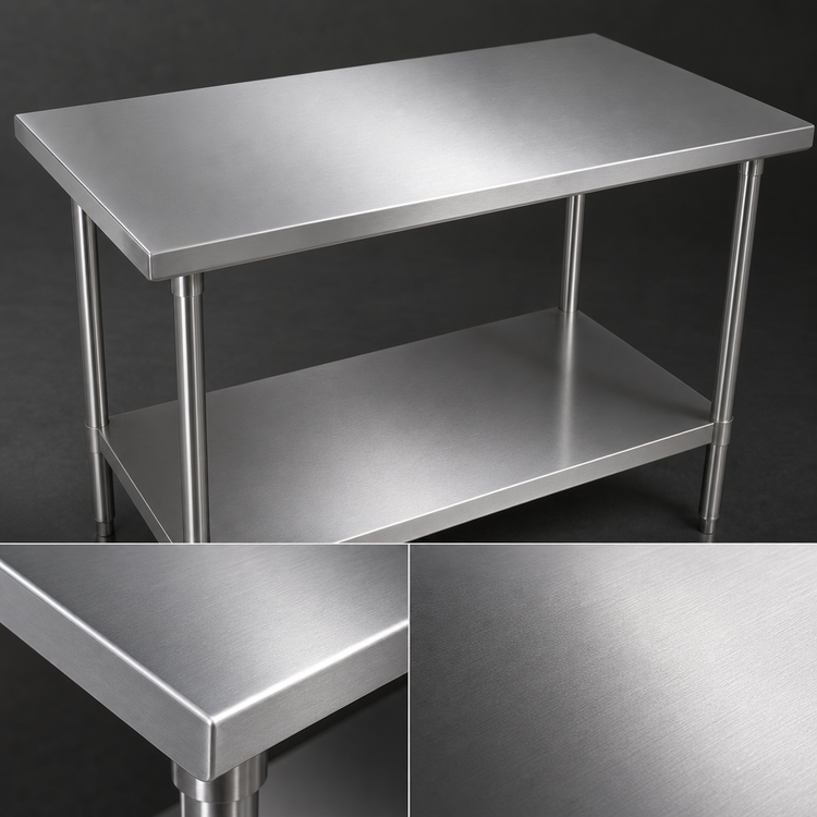 Product image #3 for John Boos Stallion 72" x 30" 16-Gauge Stainless Steel Top Work Table with Galvanized Base and Adjustable Undershelf