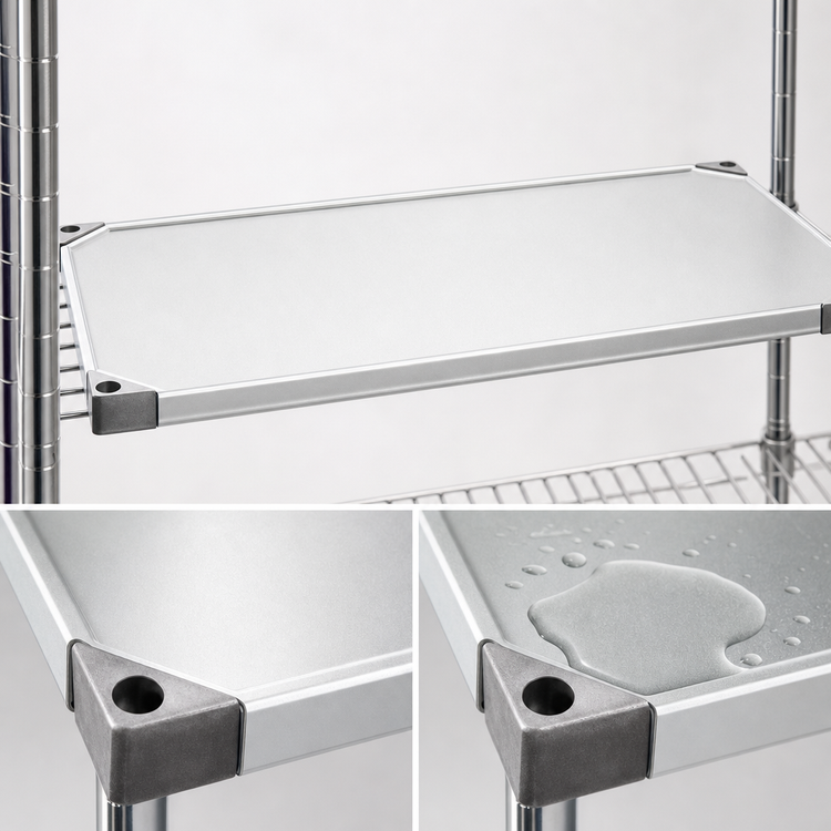 Product image #3 for Metro Super Erecta 42"W x 18"D Solid Galvanized Shelf with Raised Ship's Edge