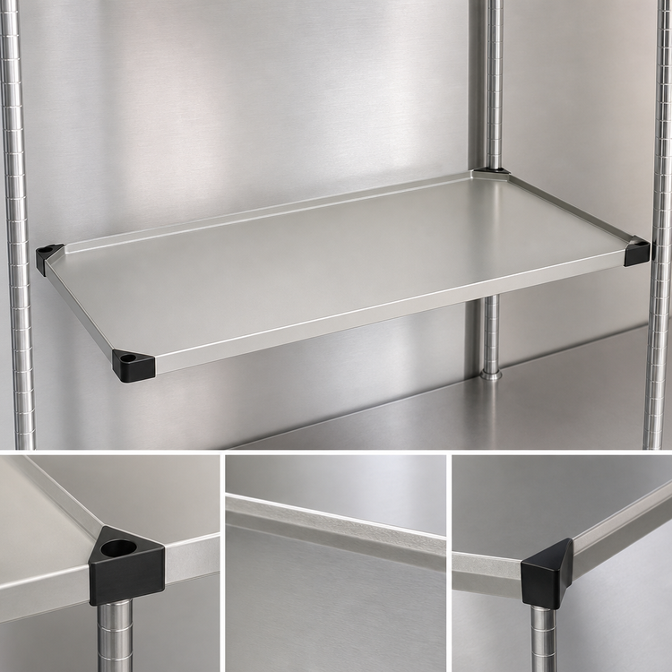 Product image #3 for Metro Super Erecta 60 Inch x 24 Inch 18-Gauge Solid Stainless Steel Shelf with Raised Ship's Edge