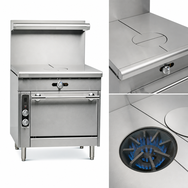 Product image #3 for Imperial Spec Series 36-Inch Heavy Duty Gas French Top Range with Two 18-Inch Tops and Open Cabinet Base
