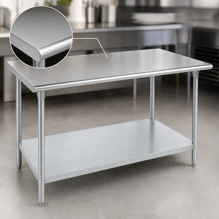 Product image #3 for Advance Tabco 72-Inch x 30-Inch 16 Gauge 304 Stainless Steel Work Table with Galvanized Undershelf