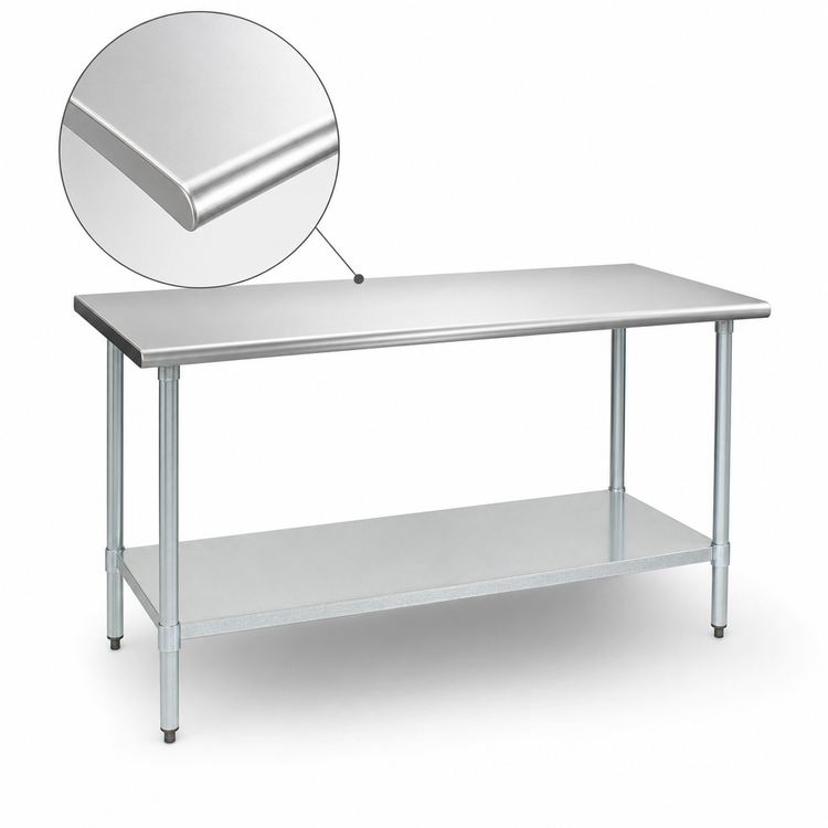 Product image #3 for BlendPort® Deluxe Series 84-Inch W x 30-Inch D Flat Top Stainless Steel Work Table with Galvanized Base and Undershelf