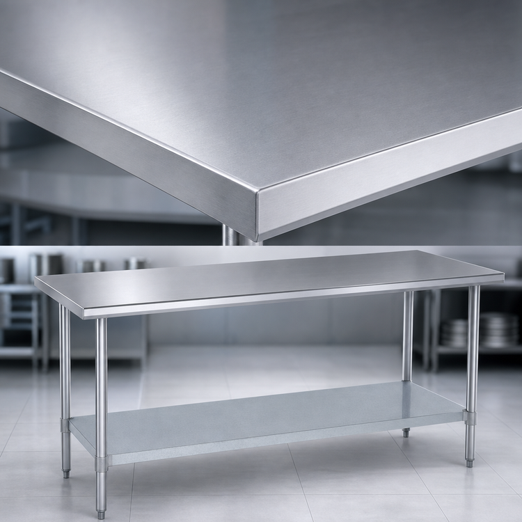 Product image #3 for Duke 120-Inch Stainless Steel Work Table with Galvanized Undershelf, Flat Top, 30-Inch Deep, 36-Inch High